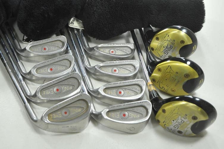 Ping Eye 2 3-W Iron Set and 3, 5, 7 Fairway Woods Stiff Flex RH Steel # 191258