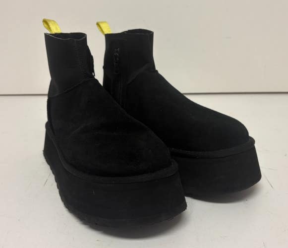 UGG Australia Classic Mini Dipper Black Shearling Sued Platform Boots US 8 GREAT