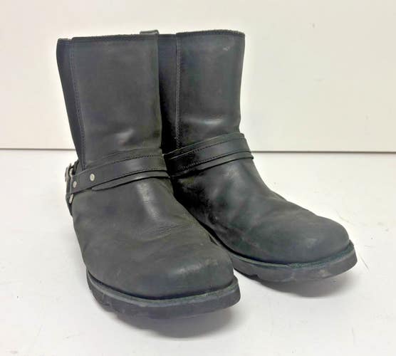 UGG Australia Driskill Black Shearling Leather Motorcycle Boots US 12 EU 45.5