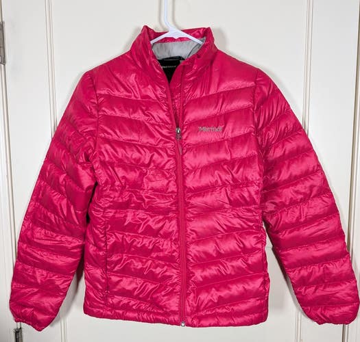Marmot Venus 800 Fill Goose Down Quilted Pink Red Puffer Jacket Womens Size: S