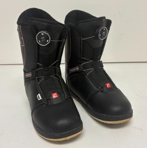 HEAD JR Black Leather Boa-Coiler Kids All-Mtn Snowboard Boots US 6/7 EU 38/39.5