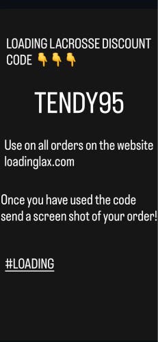 LOADING LACROSSE DISCOUNT CODE!!!! DM WHEN YOU HAVE USED IT!