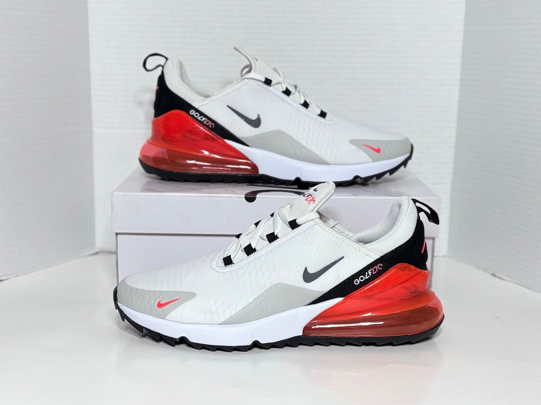 NEW Nike Air Max 270 G Men’s Golf shoes CK6483-103 white red black Nike Golf Air Max 270 G Shoes CK6483 White Cool Grey Black  main image 2
