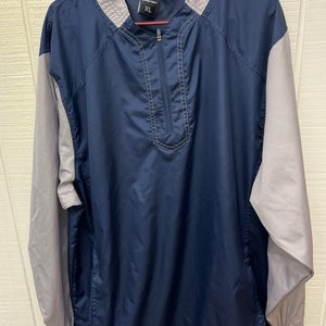 Easton Men’s XL Lt weight Baseball Batting Practice Jacket/Windbreaker Blue/Gray