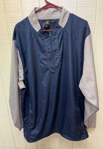 Easton Men’s XL Lt weight Baseball Batting Practice Jacket/Windbreaker Blue/Gray
