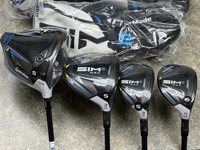 TaylorMade SIM2 MAX Right Hand Set Driver, 3-Wood, 3H, 4H Ventus Stiff Flex NEW