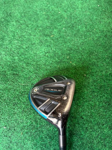 Men's 2018 Callaway Rogue 3 Wood, Aldila 
Synergy S-60g Shaft, Blue Golf Pride Grip