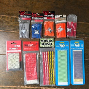 Lacrosse stringing supplies (new) bundle - mesh,strings, ECD, Warrior, Jimalax