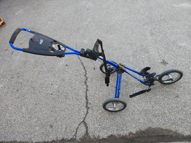 Sun Mountain Express 120 Three Wheel Golf Push Cart Blue/Black Foldable w Brake