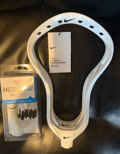 NIKE L4 Lacrosse Head with HERO 4.0 semi soft complete MESH kit valued at $34.99!!