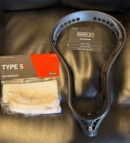 Stringking MARK 3V Lacrosse Head with Stringking 5s semi soft mesh kit valued at $39.99!!