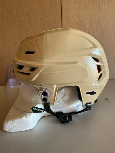 CCM Tacks 710 Pro Stock Hockey Helmet Visor Combo Medium Wheat Beige WILD 2969