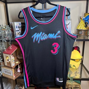 Miami Heat Wade #3 Black & Pink Large Men's Nike Swingman Jersey (New)