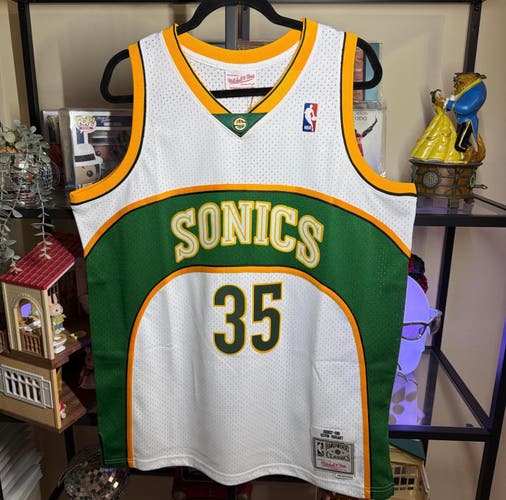 Seattle Supersonics Durant #35 Retro White Large Men's Mitchell & Ness Jersey (New)