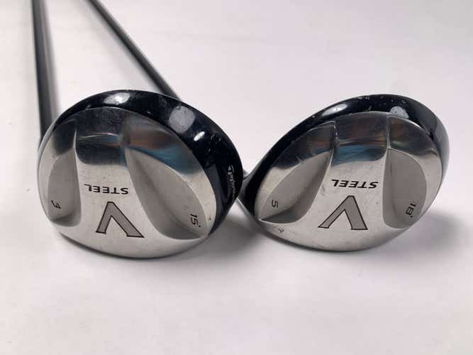 TaylorMade V Steel 3 & 5 Fairway Wood Set 15* 18* MAS2 Regular Graphite Mens RH