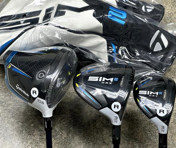 TaylorMade SIM2 MAX Right Hand Set Driver, 3-Wood, 3H, Ventus Regular Flex NEW