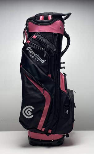 Cleveland Lightweight Cart Bag Black/Pink 14-Way Divide Single Strap Golf Bag