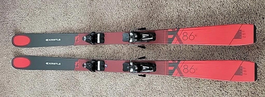2023 Kastle FX86 Ti Skis w/ Salomon Strive 14 bindings 185cm R 17.6
