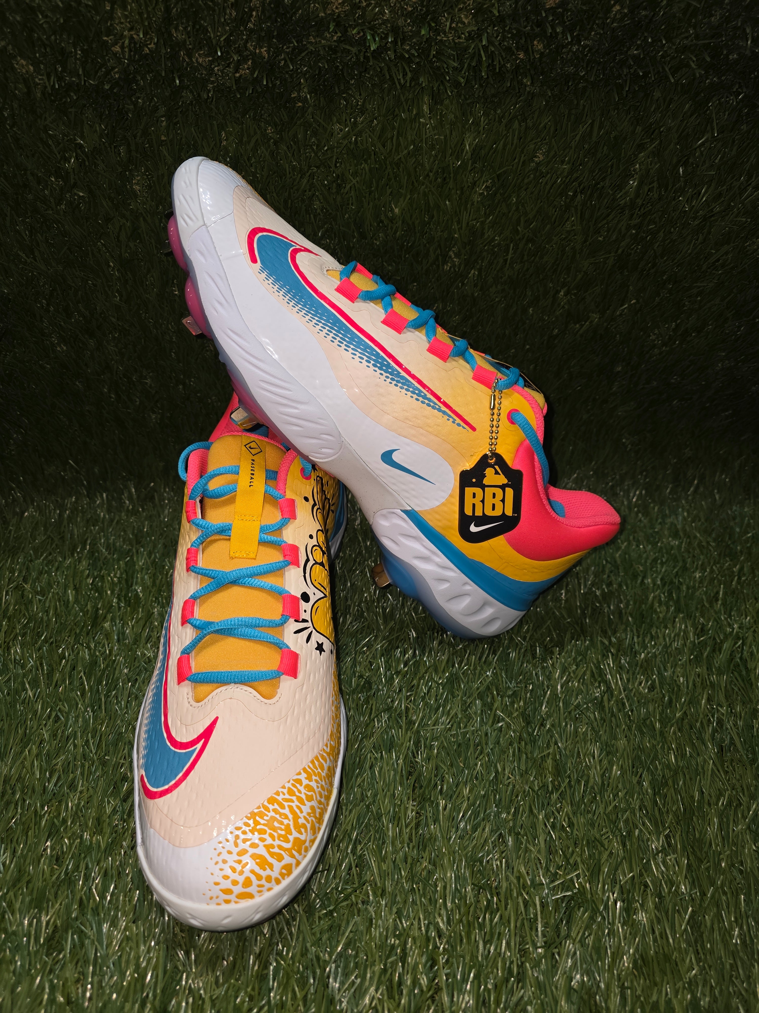Nike Alpha Huarache Elite 4 Mid RBI Baseball Cleats FZ7344-700 Size 14 Yellow #1 Rare Nike x RBI Alpha Huarache Elite 4 | Mercari main image 2