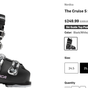 NEW Nordica Cruise S Ski Boot 2026 - Women's Black / White / Mauve 25.5 /US 8.5
