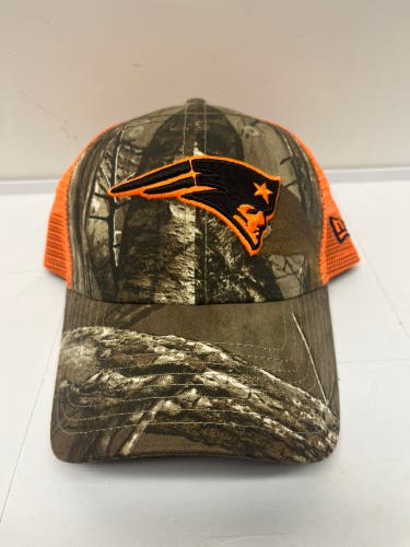NFL New Era New England Patriots Camo Blaze Orange SnapBack Hat OSFM Adjustable