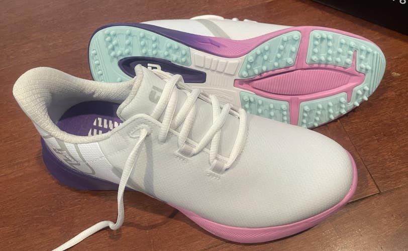 FootJoy Fuel Sport Womens Golf Shoes Size 7 White Pink Athletic Spikeless 90547