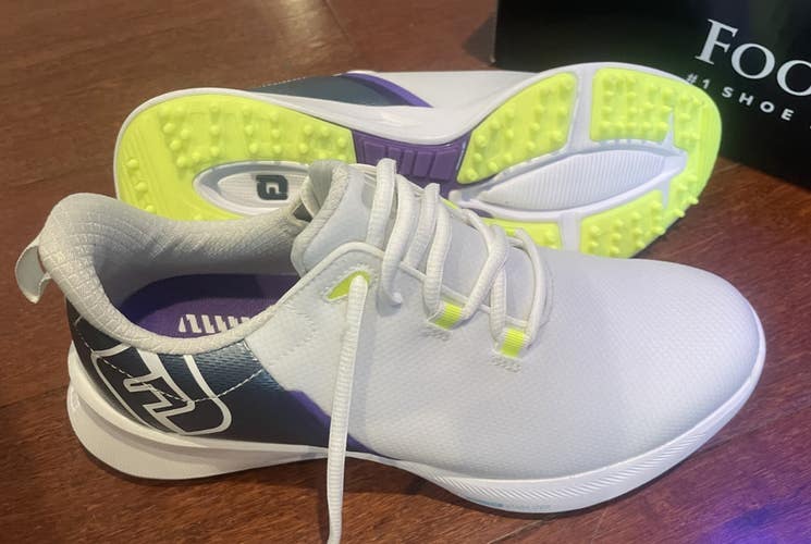 FootJoy Fuel Sport Womens Golf Shoes Sz 7 White Purple Athletic Spikeless 90128