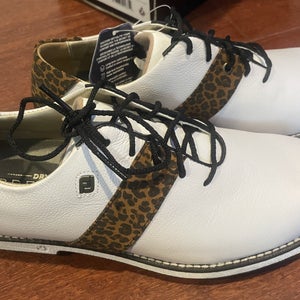 NEW! Footjoy Dryjoy Premire Series Womens Golf shoes sz 7 White w/Leopard 99041