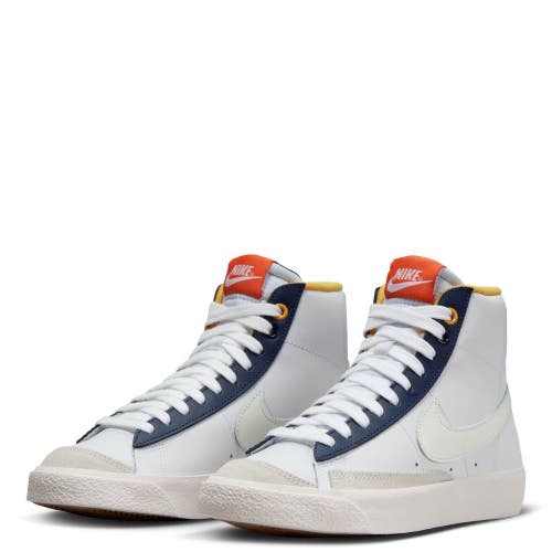 Nike Blazer Mid '77 FN6966-100 Kids White Midnight Navy Grade School Shoes HTAT2