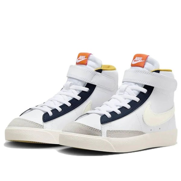 Nike Blazer Mid '77 FN6967-100 Kids White Midnight Navy Lifestyle Shoes HTAT7