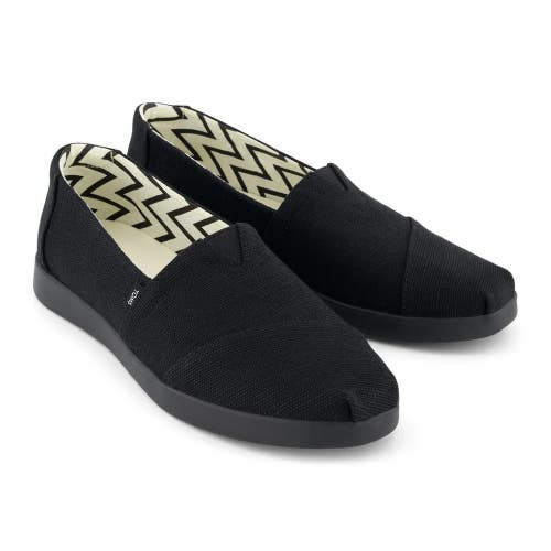 Toms Alpargata Plus 10021576 Flats Women's 9 Black Canvas Slip On Shoes ZAP2006