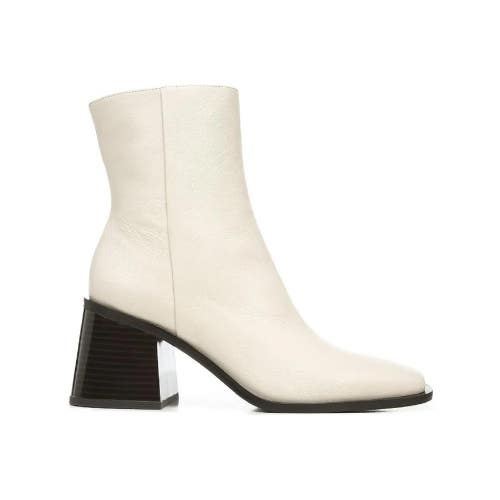 Sam Edelman Winnie Boots Women's 6 Ivory Square Toe Block Heel Bootie ZAP1713