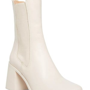 Steve Madden Argent Boots Womens 8.5 Off White Block Heel Chelsea Bootie ZAP1890