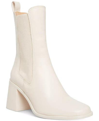 Steve Madden Argent Boots Womens 8.5 Off White Block Heel Chelsea Bootie ZAP1890