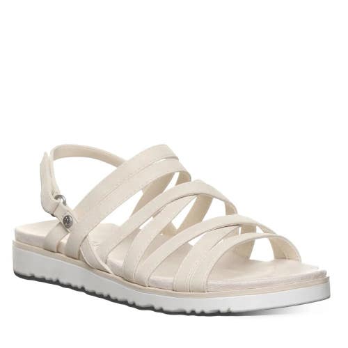 Bearpaw Crete Sandals Women's US 7 Bone Ivory Faux Leather Strappy ZAP1970