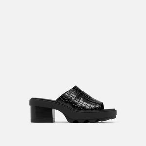 Sorel Joanietm Heel Slide Women's 7 B Black Textured Leather Sandal ZAP1898