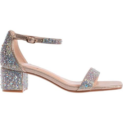 Lady Couture Dazzle Sandals Women's US 13 Gold Rhinestone Block Heel ZAP2015