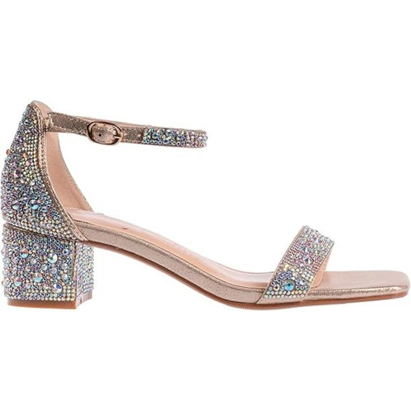 Lady Couture Dazzle Sandals Women's US 13 Gold Rhinestone Block Heel ZAP2015