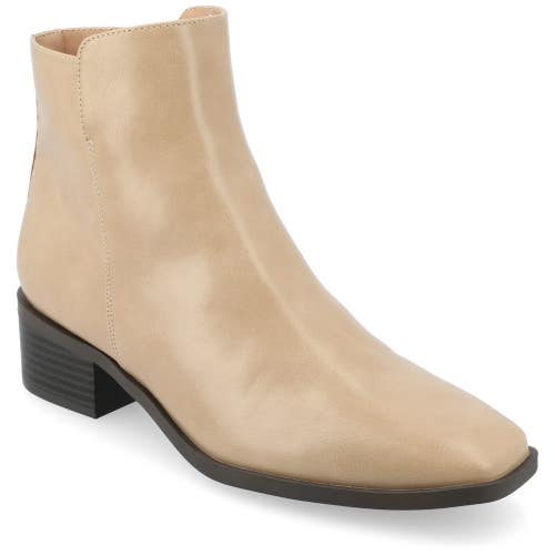 Journee Collection Cappri Boots Women US 9 Beige Square Toe Ankle Bootie ZAP1873