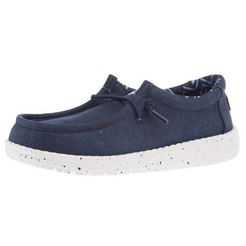 Hey Dude Youth Wally 41144-410 Kids 13 Navy Stretch Canvas Casual Shoes ZAP1900