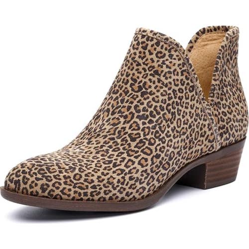 Lucky Brand Baley Boot Women 6.5 Eyelash Leopard Print Block Heel Bootie ZAP1888