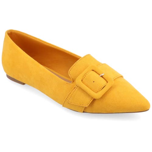 Journee Collection Audrey Flats Women's US 12 Mustard Pointed Toe Loafer ZAP1257