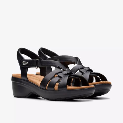 Clarks Tuleah Cross 26181466 Sandals Women's US 11 Black Leather Strappy ZAP1746
