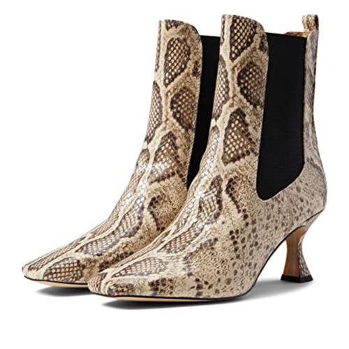Sam Edelman Lani Boots Women's US 5 Stone Snake Print Square Toe Booties ZAP1891