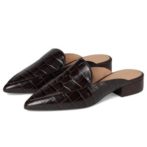 Cole Haan Piper Flat Women 11 Brown Leather Croco Print Pointed Toe Mule ZAP1868