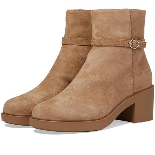 Anne Klein Fenix Boots Women 8 Brown Side Zipper Block Heel Ankle Bootie ZAP1889