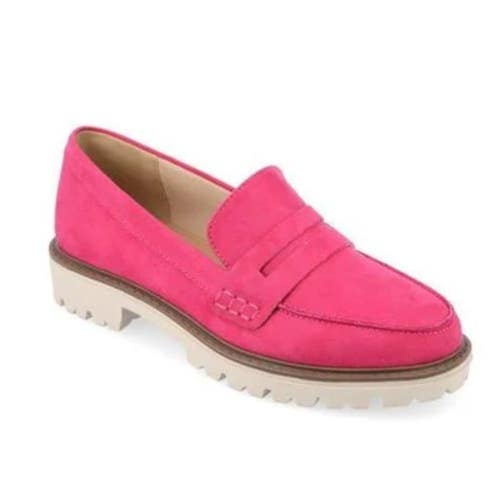 Journee Collection Kenly Loafer Womens 8.5 Pink Leather Lug Sole Slip On ZAP1948