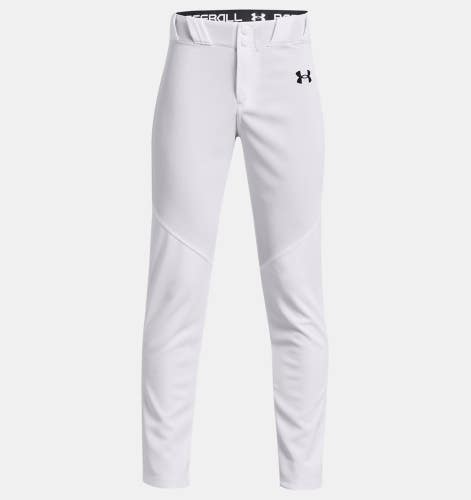 Under Armour Utility Baseball Pants Boys Medium White Black Performance GBO2211