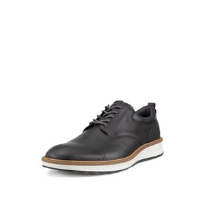 Ecco ST.1 Hybrid Men's US 11-11.5 Black Leather Cap Toe Derby Shoes VER1277