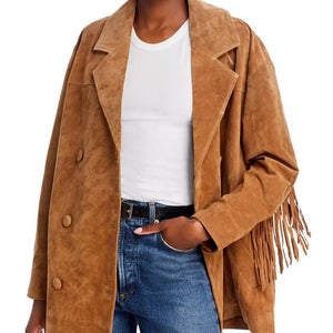 Blanknyc Coat Womens M Dirt Bike Fringe Trim Notch Lapel Double-Breasted GBO2234